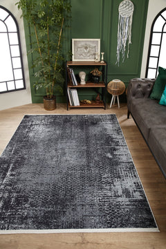 Modern Digital Area Rug – Grey Non Slip Washable Carpet for Living Room