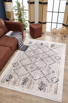 Tehuacan Beige Geometric Digital Print Area Rug