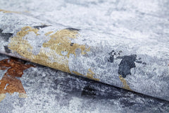 Blue Geometric Area Rug – Non Slip Washable Digital Print Rug for Living Room