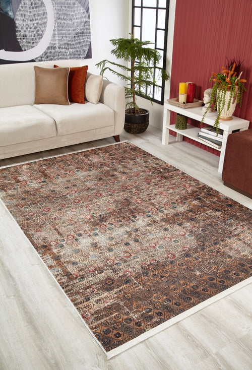 Modern Digital Print Rug - Brown Area Rug With Non Slip, Antibacterial Carpet