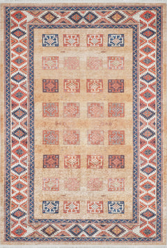Orange Geometric Area Rug – Faridabad Digital Print, Antibacterial Non-Slip Carpet