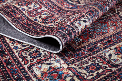 Digital Print Area Rug – Classic Red Non Slip Carpet for Stylish Living Room