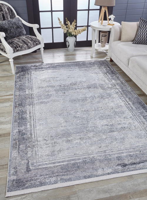 Warangal Grey Frame Digital Print Area Rug