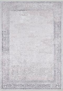 Digital Print Area Rug - Grey Frame Rug | Non Slip, Antibacterial Carpet
