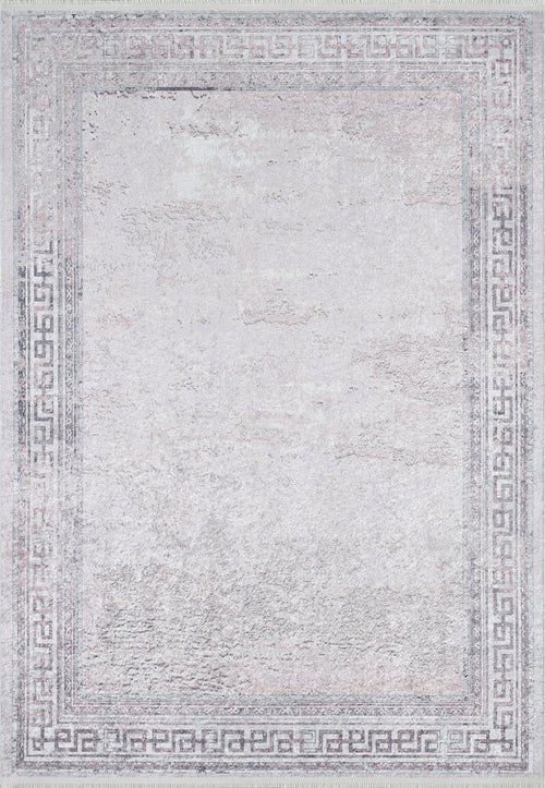 Digital Print Area Rug - Grey Frame Rug | Non Slip, Antibacterial Carpet
