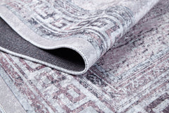 Digital Print Area Rug - Grey Frame Rug | Non Slip, Antibacterial Carpet