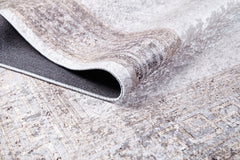 Digital Print Area Rug – Beige Frame Design Non Slip Carpet for Living Room