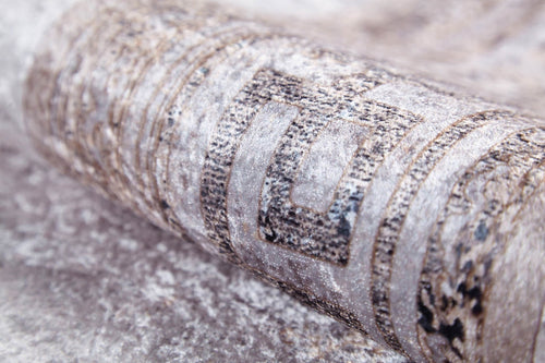 Digital Print Area Rug – Beige Frame Design Non Slip Carpet for Living Room