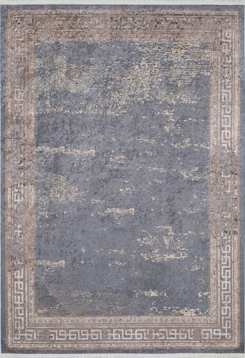 Digital Print Area Rug - Kolhapur Grey Frame Stylish Non Slip Carpet