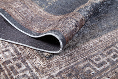 Digital Print Area Rug - Kolhapur Grey Frame Stylish Non Slip Carpet