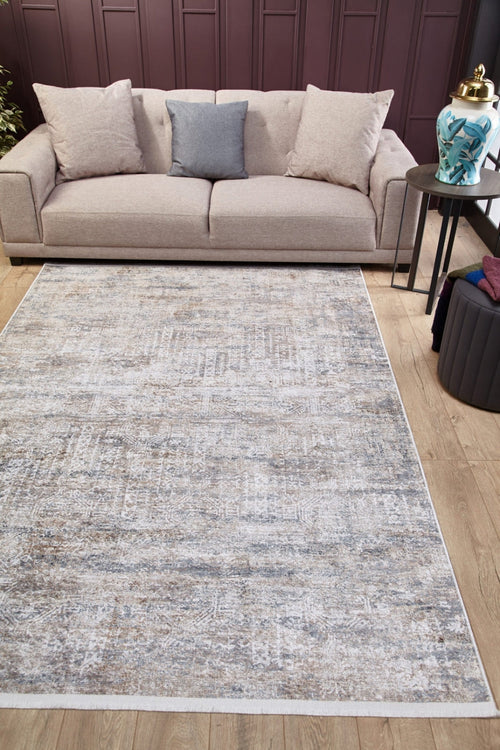 Modern Area Rug – Grey Digital Print Carpet | Non Slip, Antibacterial Floor Rug