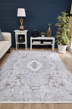Grey Area Rug - Classic Digital Print Carpet, Non Slip & Antibacterial Floor Covering