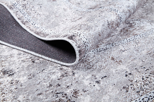 Digital Print Area Rug - Classic Grey Non Slip Antibacterial Carpet for Living Room