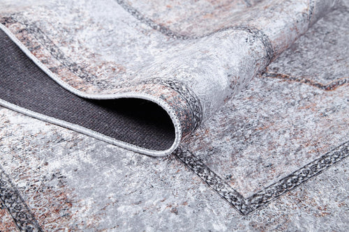 Grey Area Rug – Classic Digital Print Non Slip Antibacterial Carpet for Living Room