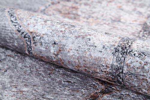 Grey Area Rug – Classic Digital Print Non Slip Antibacterial Carpet for Living Room