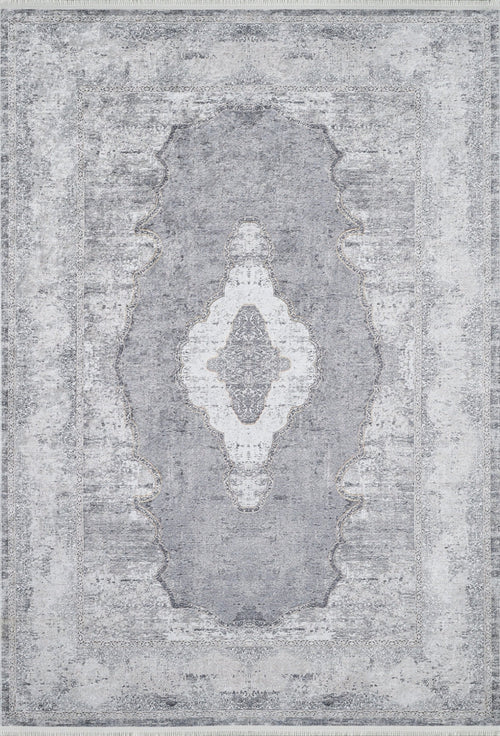Grey Area Rug - Classic Digital Print Non Slip Antibacterial Carpet for Living Room