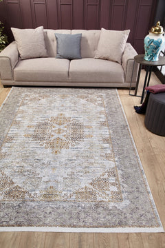 Classic Area Rug - Brown Digital Print Carpet | Non Slip, Antibacterial, Washable