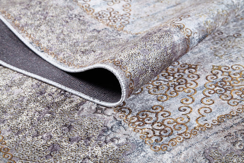 Classic Area Rug - Brown Digital Print Carpet | Non Slip, Antibacterial, Washable