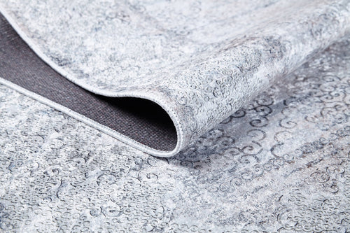 Grey Area Rug – Classic Digital Print Non Slip Carpet for Living Room