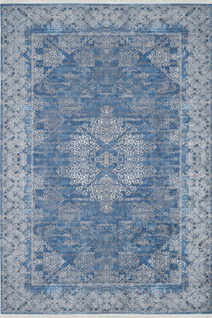 Digital Print Area Rug – Classic Blue Non Slip Carpet for Living Room