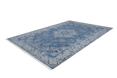 Digital Print Area Rug – Classic Blue Non Slip Carpet for Living Room