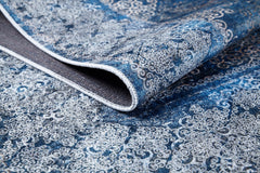 Digital Print Area Rug – Classic Blue Non Slip Carpet for Living Room