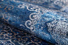 Digital Print Area Rug – Classic Blue Non Slip Carpet for Living Room