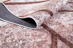 Brown Striped Area Rug - Digital Print Rug | Non Slip, Antibacterial Carpet