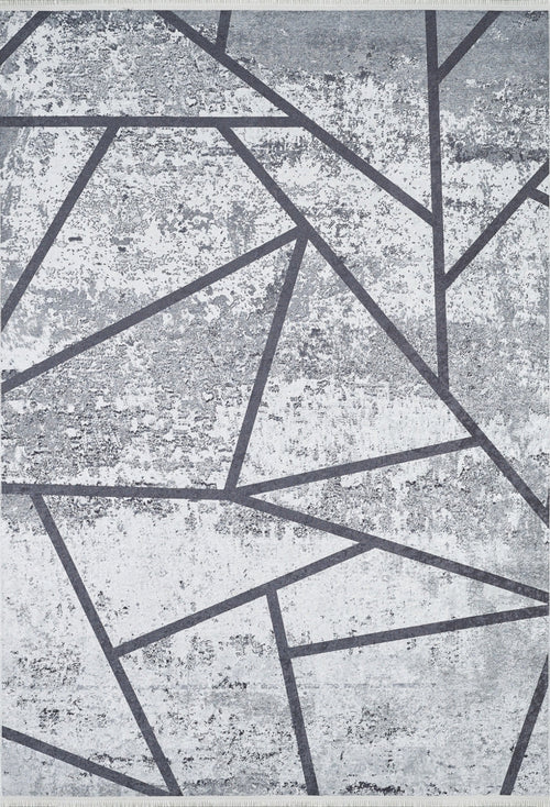 Grey Striped Area Rug – Non Slip Rug with Digital Print Carpet | Antibacterial, Dust Free