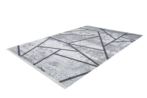Grey Striped Area Rug – Non Slip Rug with Digital Print Carpet | Antibacterial, Dust Free