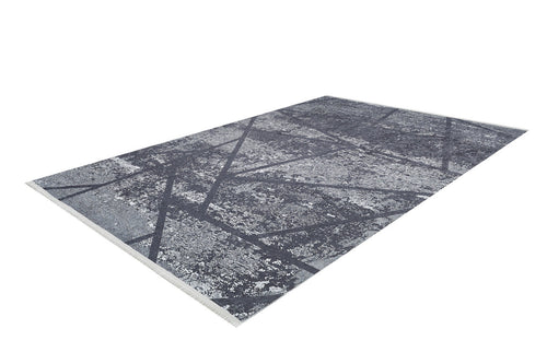 Digital Print Area Rug - Anthracite Striped Non Slip Washable Carpet