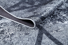 Digital Print Area Rug - Anthracite Striped Non Slip Washable Carpet