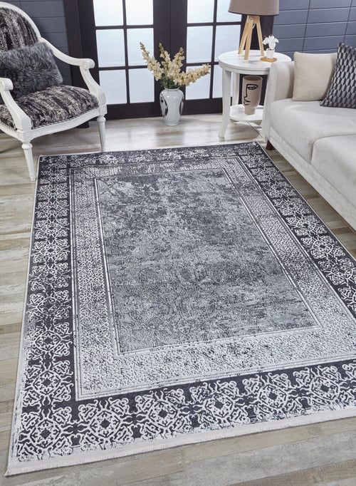 Sangli Grey Frame Digital Print Area Rug