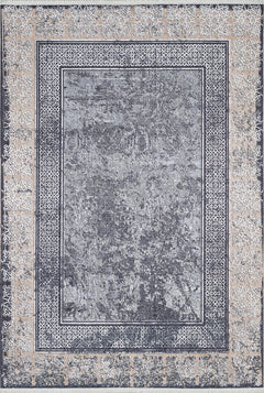 Grey Frame Area Rug - Digital Print Rug | Non Slip, Antibacterial Carpet for Living Room