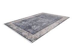 Grey Frame Area Rug - Digital Print Rug | Non Slip, Antibacterial Carpet for Living Room