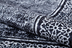 Grey Frame Area Rug - Digital Print Rug | Non Slip, Antibacterial Carpet for Living Room