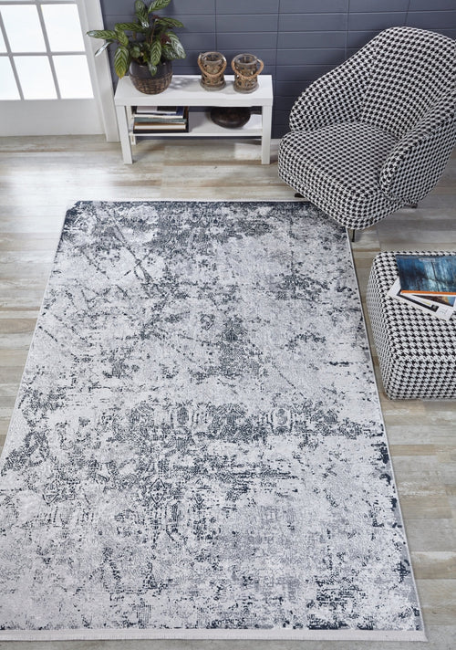 Modern Digital Print Rug – Grey Area Rug | Non Slip, Antibacterial Carpet