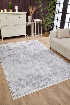 Modern Digital Area Rug – Grey Non Slip Washable Carpet for Living Room
