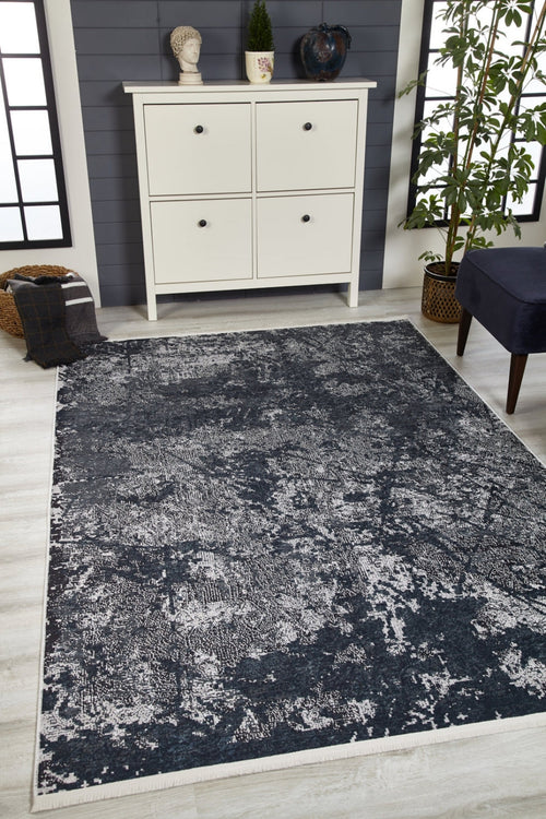 Modern Area Rug – Anthracite Digital Print Carpet | Non Slip, Washable Floor Covering