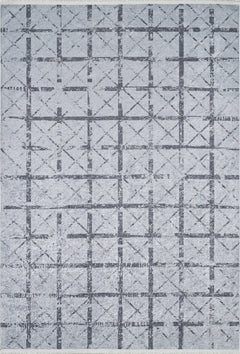 Grey Geometric Area Rug - Digital Print Non Slip Washable Carpet for Living Room