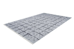 Grey Geometric Area Rug - Digital Print Non Slip Washable Carpet for Living Room