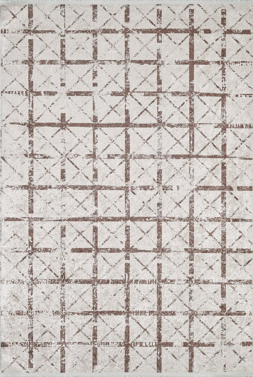 Beige Geometric Area Rug - Digital Print, Non Slip, Antibacterial Carpet