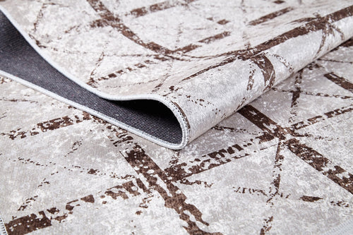 Beige Geometric Area Rug - Digital Print, Non Slip, Antibacterial Carpet