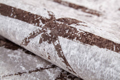 Beige Geometric Area Rug - Digital Print, Non Slip, Antibacterial Carpet