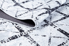 Tahran Grey Geometric Digital Print Area Rug