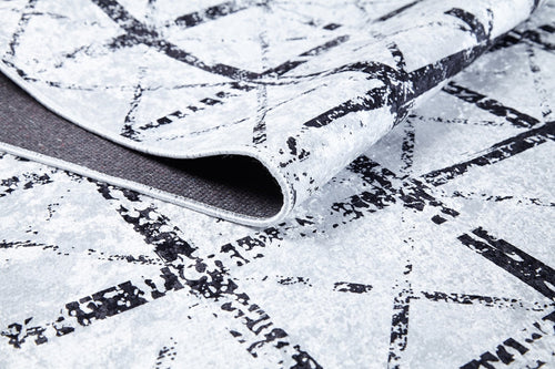 Tahran Grey Geometric Digital Print Area Rug