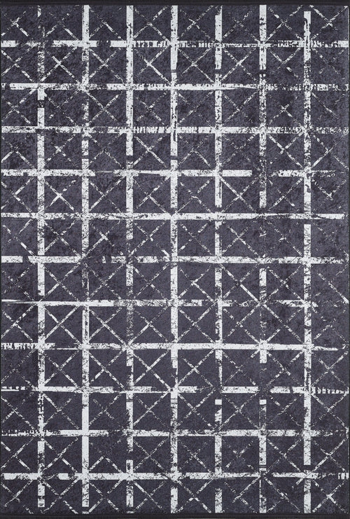 Digital Print Area Rug – Black Striped Non Slip Floor Carpet for Living Room