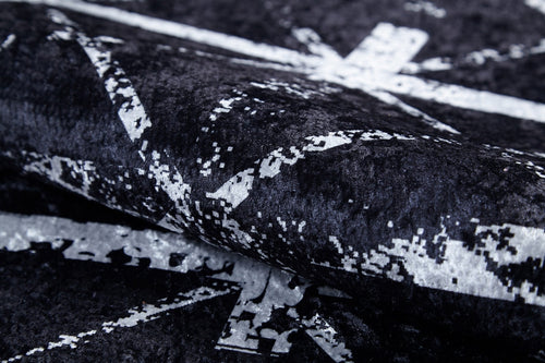 Digital Print Area Rug – Black Striped Non Slip Floor Carpet for Living Room