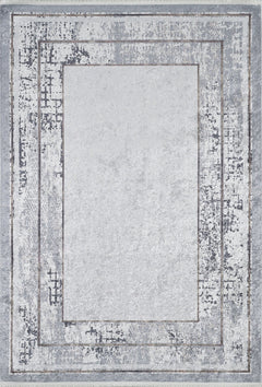 Digital Print Area Rug - Grey Frame Non Slip Washable Carpet for Home