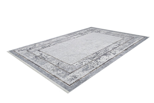 Digital Print Area Rug - Grey Frame Non Slip Washable Carpet for Home